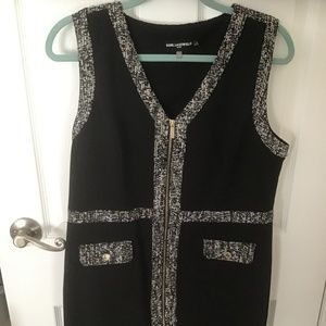 Karl Lagerfeld sleeveless tunic dress with tweed trim. Size 14